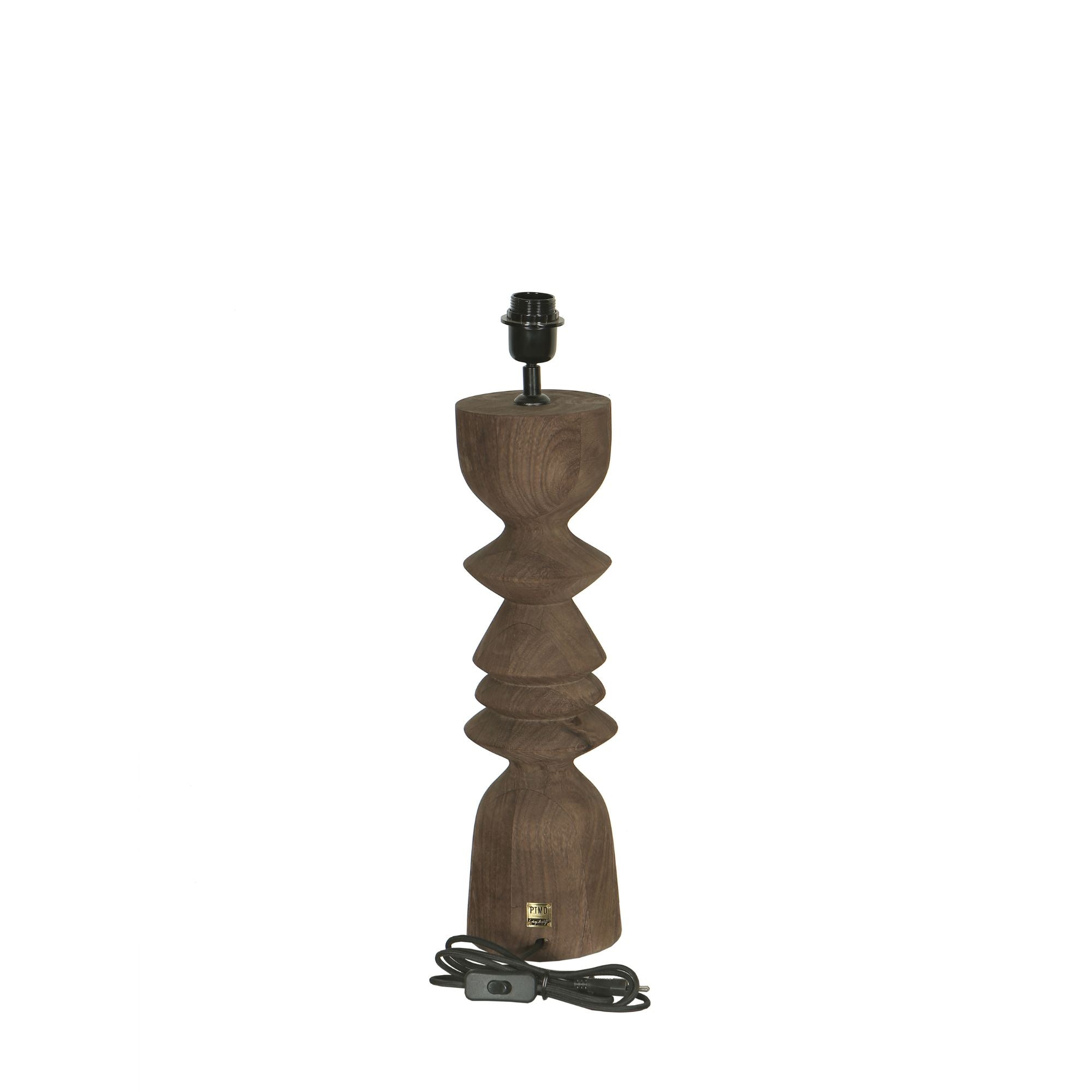 Tafellamp Elaine Bruin Mango Hout Rond Base PTMD