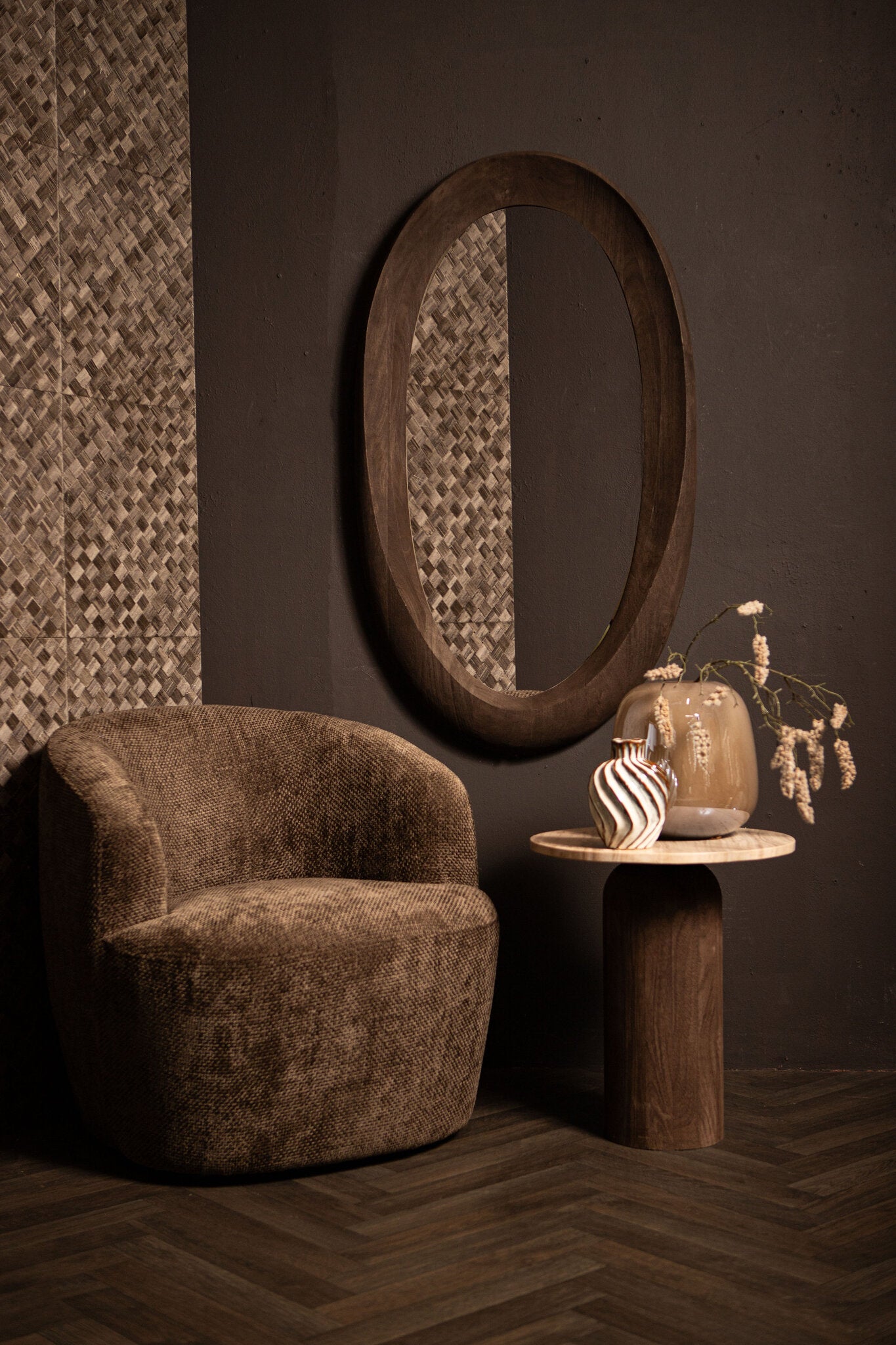 Noam Brown Mango Wood Oval Mirror 68 x 8 x 120 cm PTMD