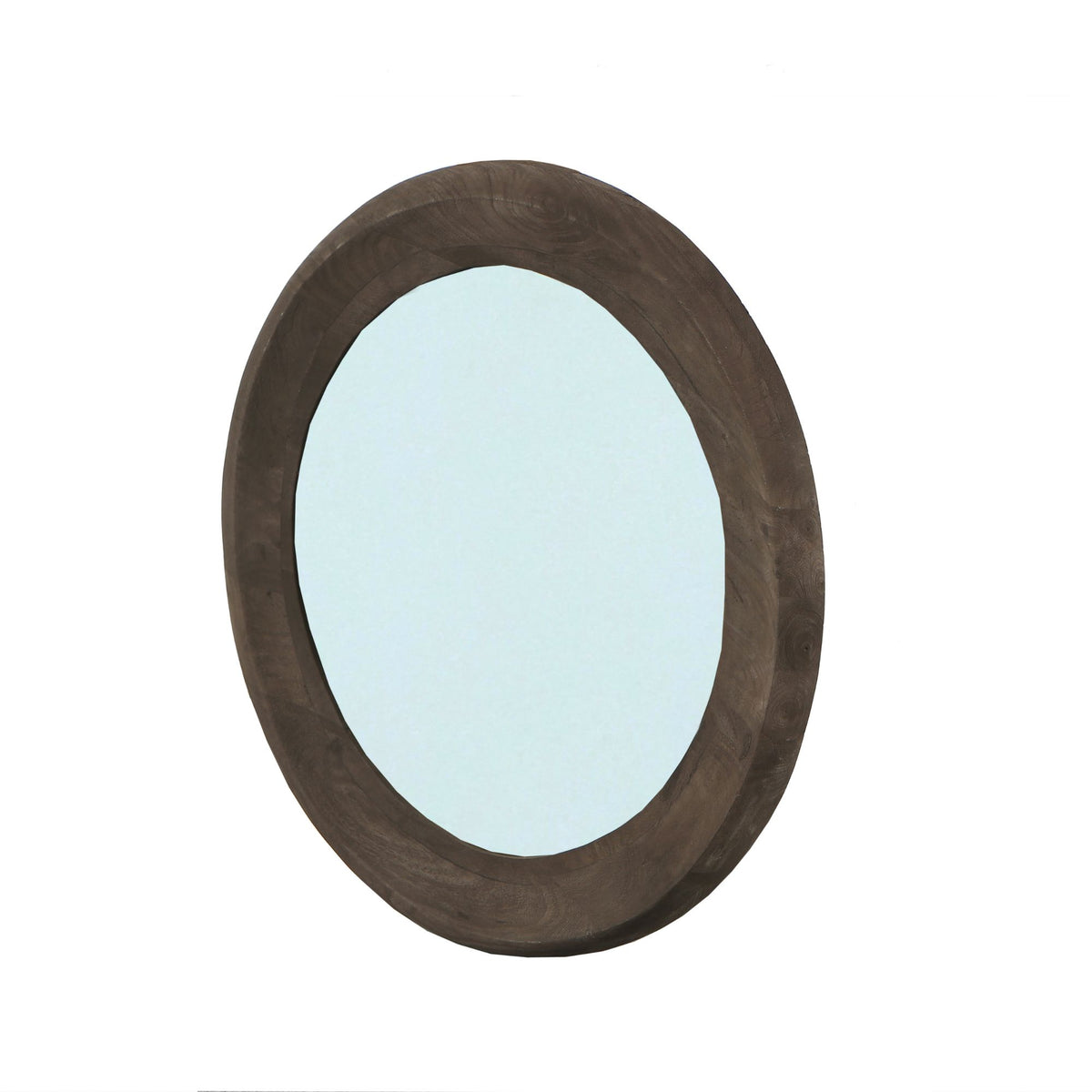 Noam Brauner runder Spiegel aus Mangoholz S Durchmesser 70 cm x 5 cm PTMD