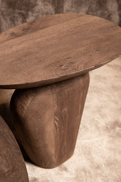 Harshad Brown Mango Wood Side Table Organic PTMD