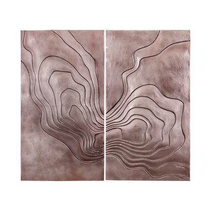 Erike Bronze-Aluminium-Wandpaneel Wave in 2 Teilen PTMD