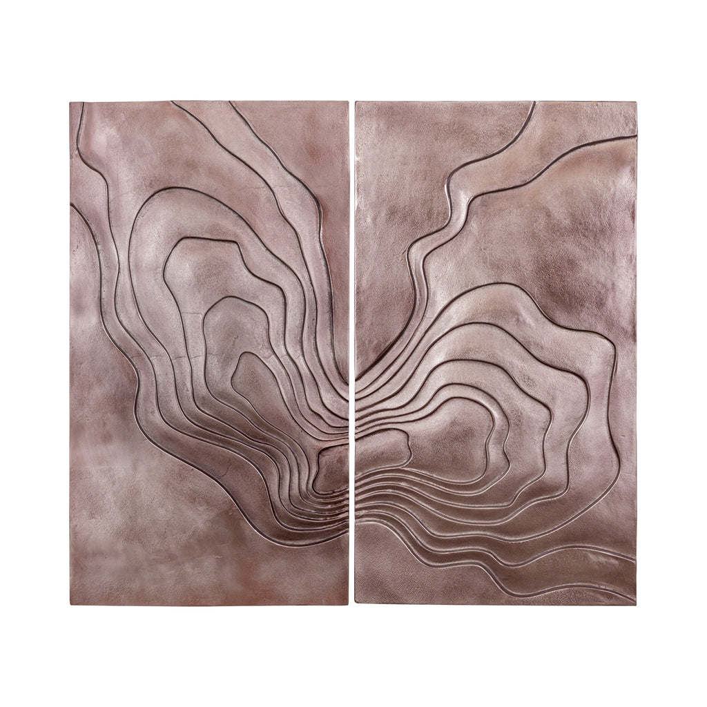Erike Bronze-Aluminium-Wandpaneel Wave in 2 Teilen PTMD