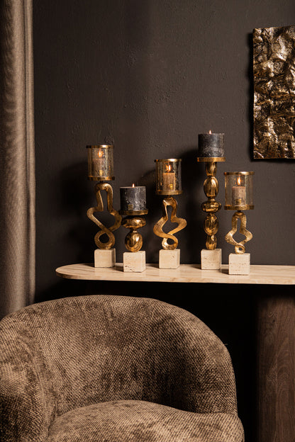 Malines Gold Casted Alu Candleholder On Base S PTMD