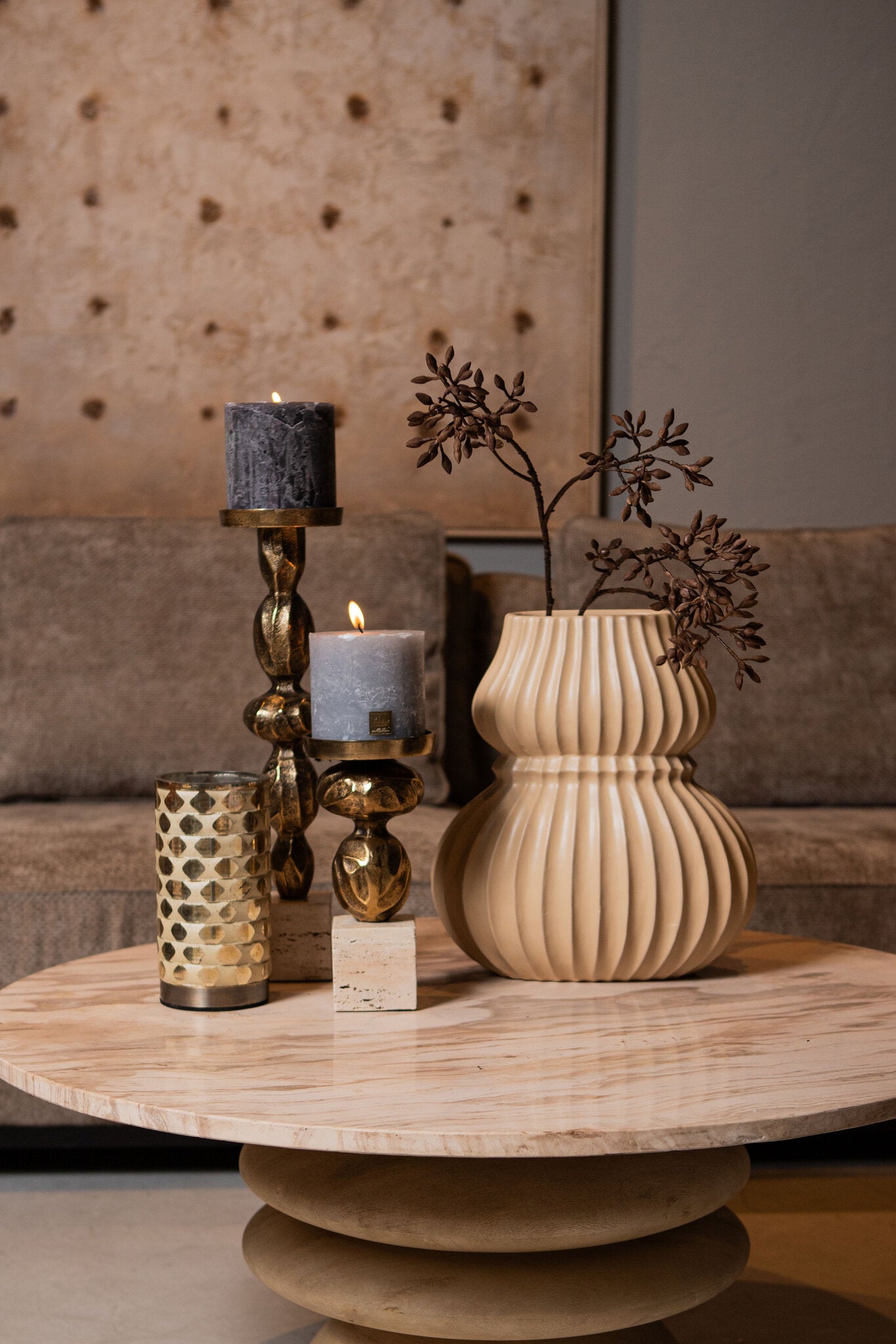 Malines Gold Casted Alu Candleholder On Base S PTMD