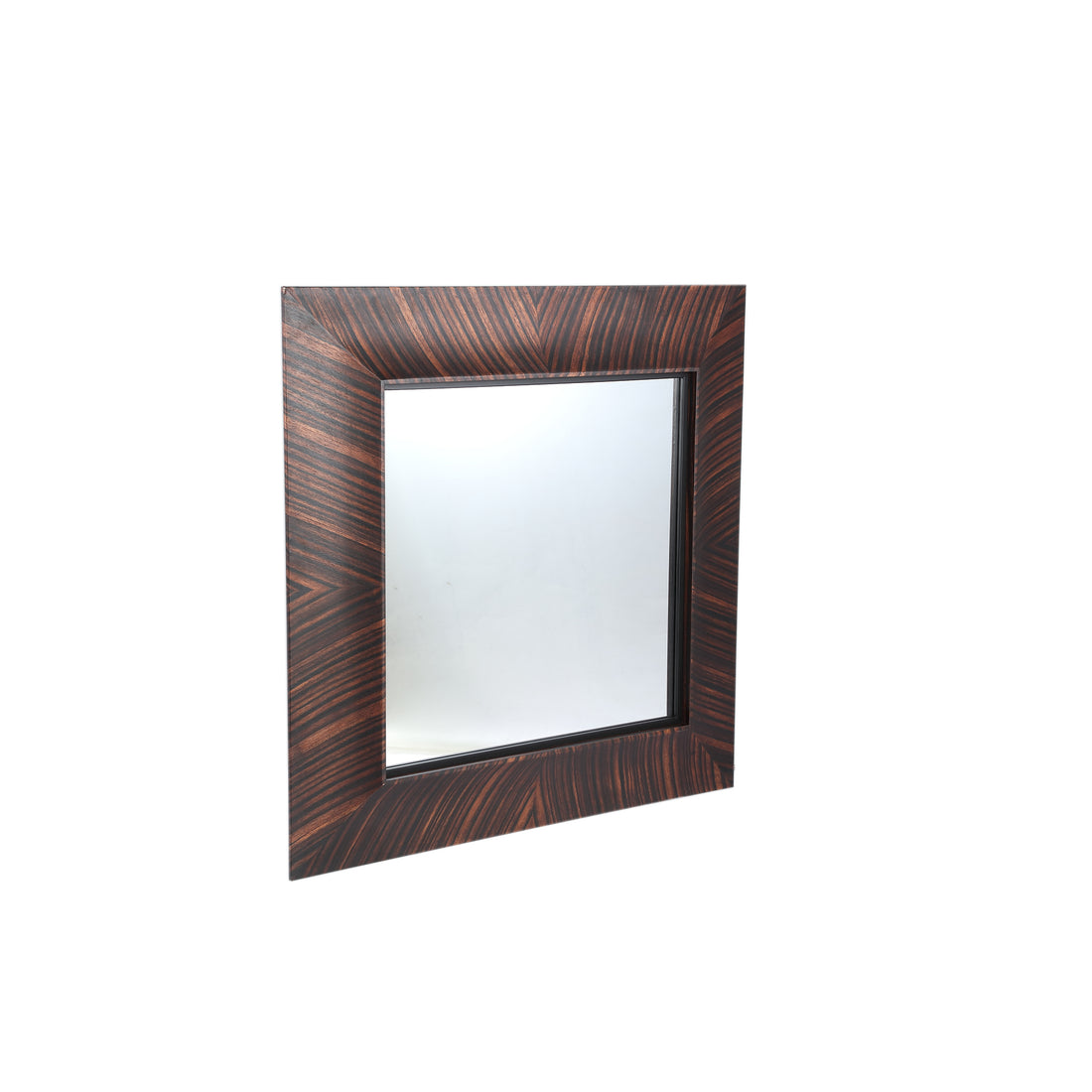 Gezzy Brown Wooden Mirror Curl Frame Square 110x7x110cm PTMD