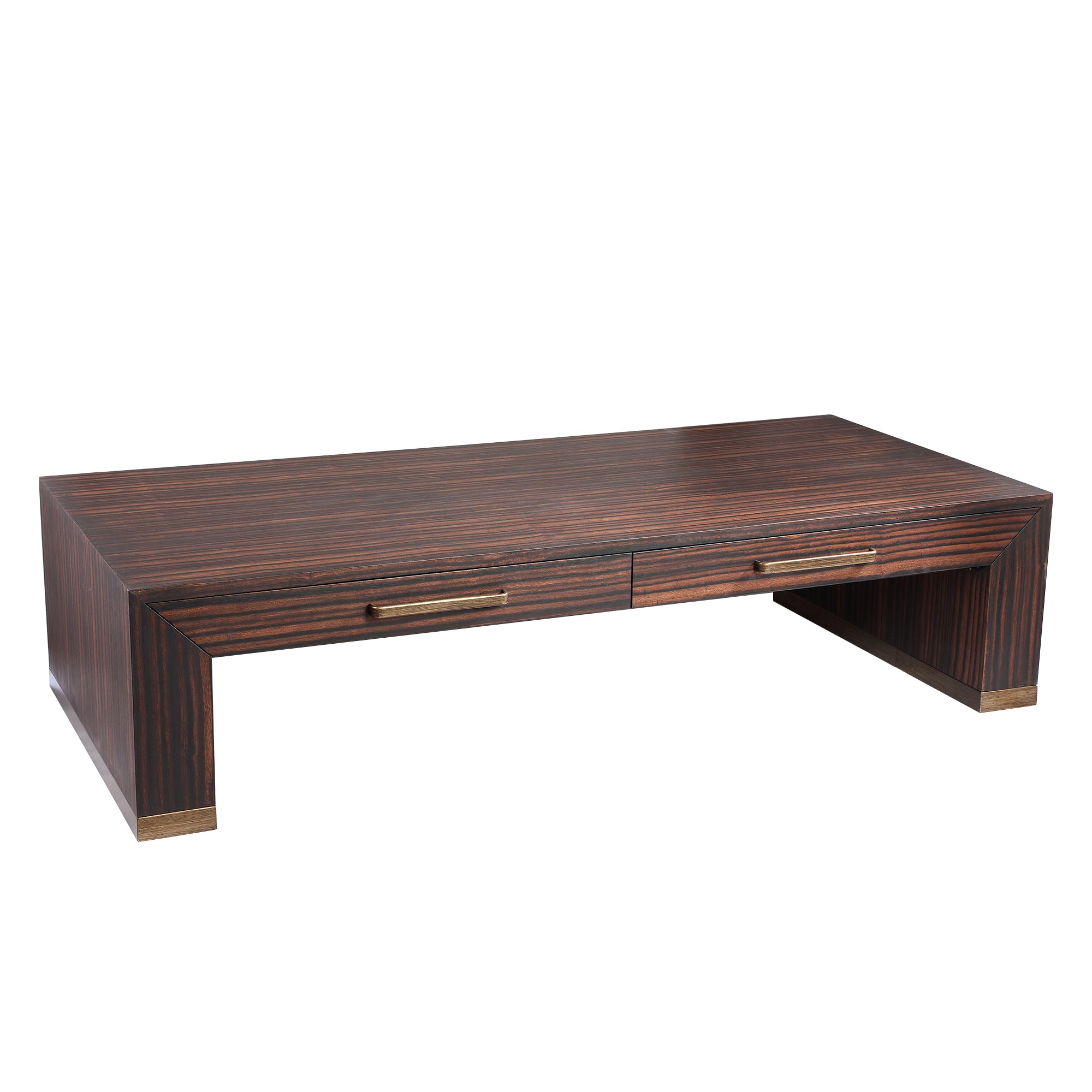 Tiess Brown Wooden Veneer Coffeetable 2 Drawers PTMD