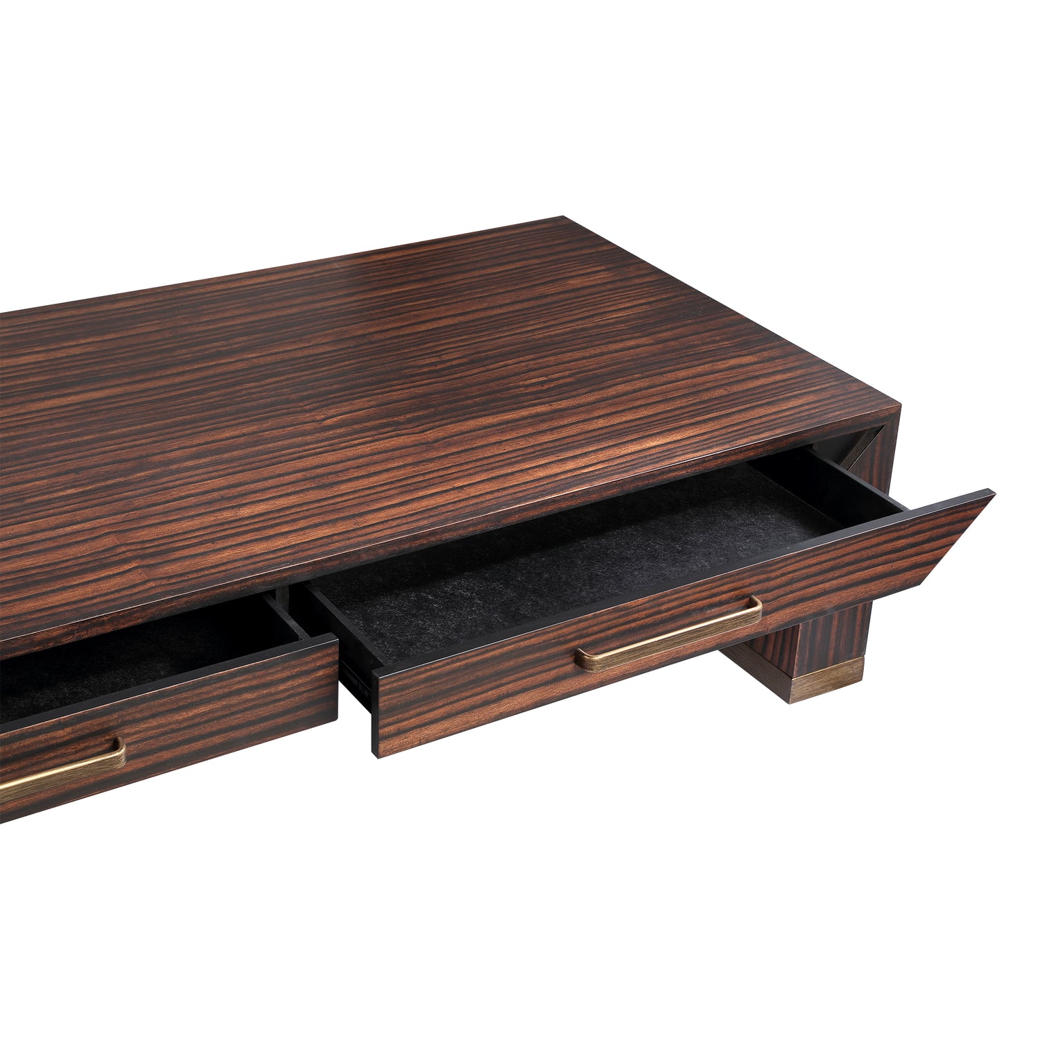 Tiess Brown Wooden Veneer Coffeetable 2 Drawers PTMD