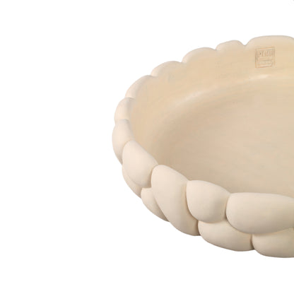 Mikay White Cement Round Smooth Rock Bowl M PTMD