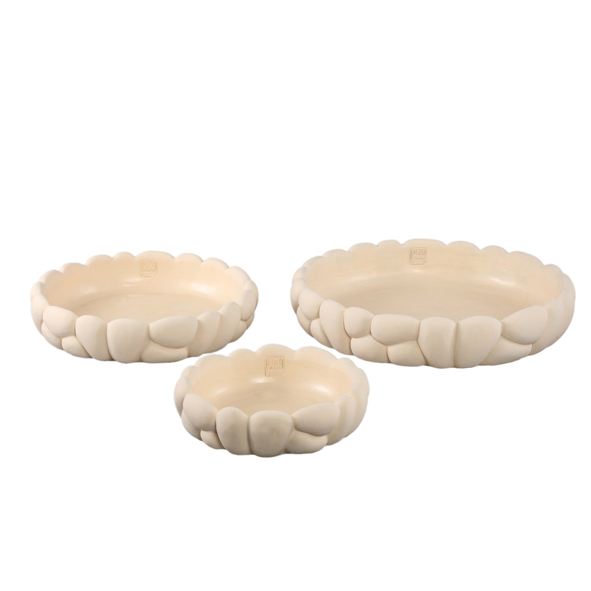 Mikay White Cement Round Smooth Rock Bowl M PTMD