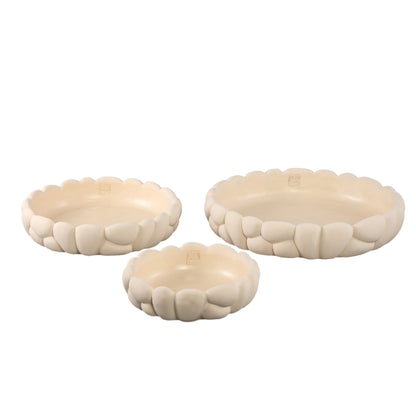 Mikay White Cement Round Smooth Rock Bowl L PTMD
