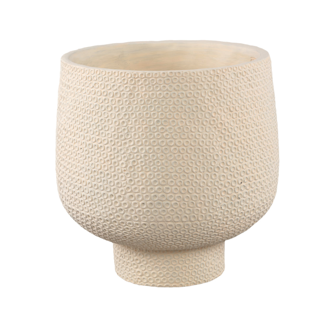 Laim Cream Cement Round Pot Dots Pattern BaseXXL Dia40xH40cm PTMD