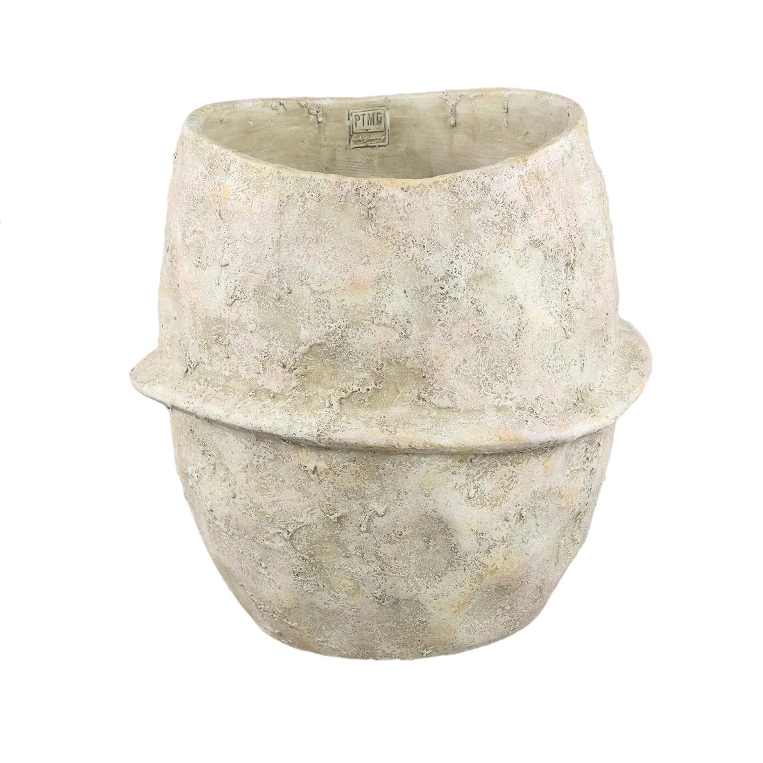 Haania Beige Cement Round Pot With Middle Line XXL PTMD
