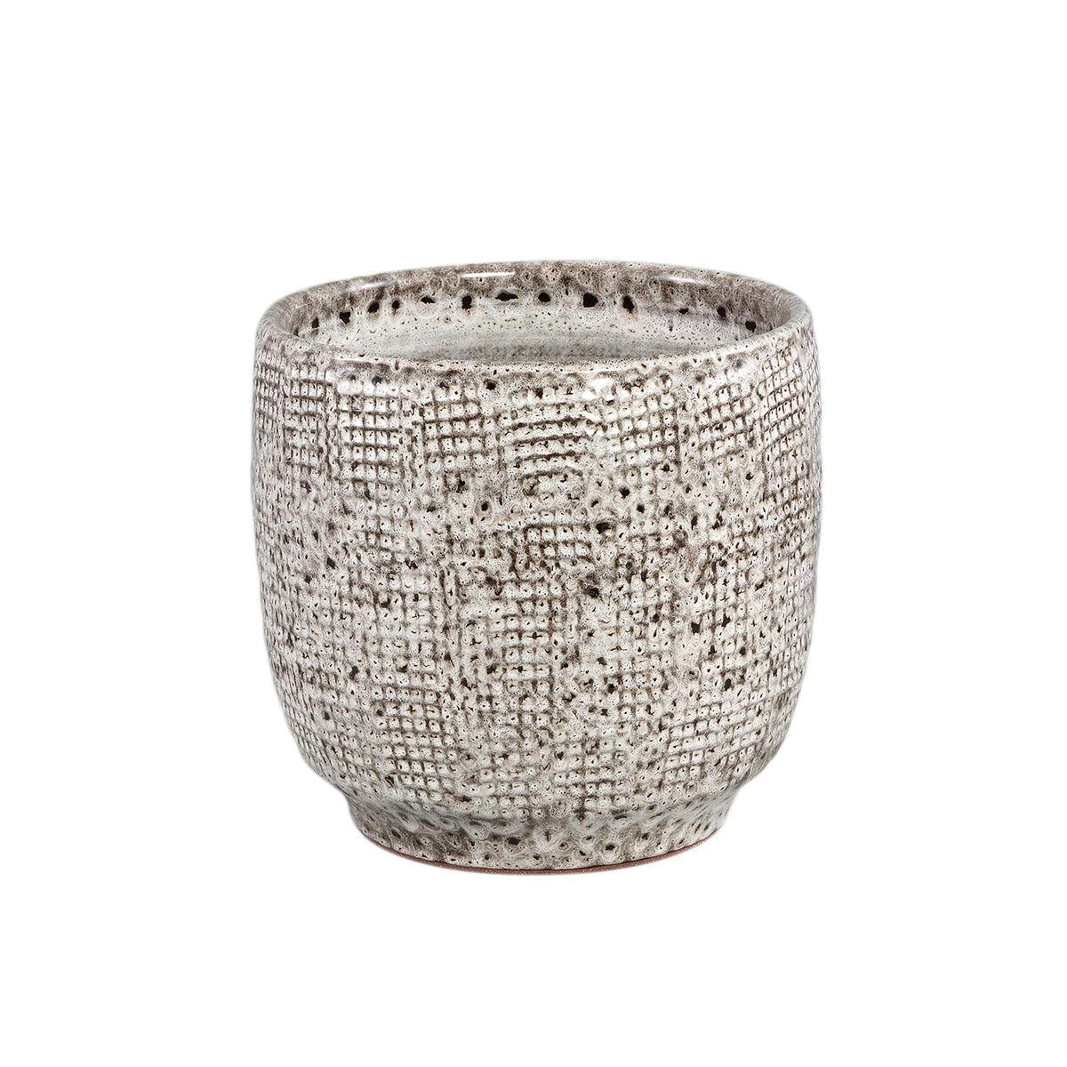 Elana White Round Ceramic Pot With Grey Pattern L dia30xH29cm PTMD