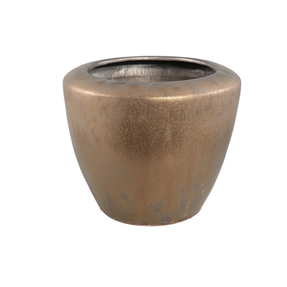 Kyleigh Bronze Round Ceramic Pot Smooth Low XL 45x37.5cm PTMD