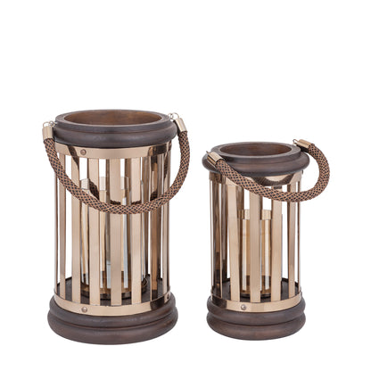 Sjorsh BrownGold Mango Wood St. Steel Lantern L PTMD