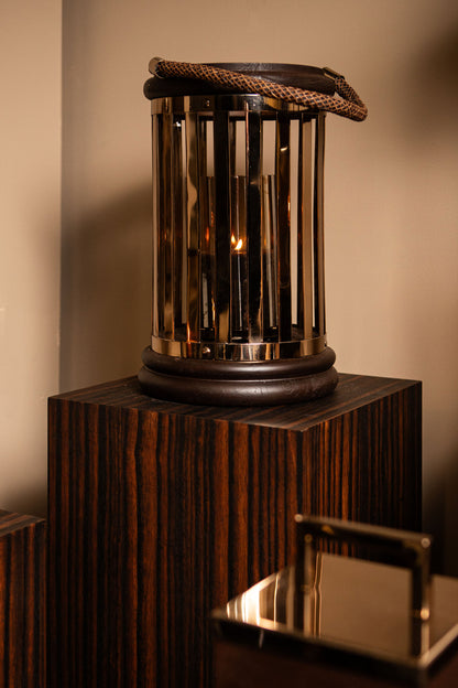 Sjorsh BrownGold Mango Wood St. Steel Lantern L PTMD