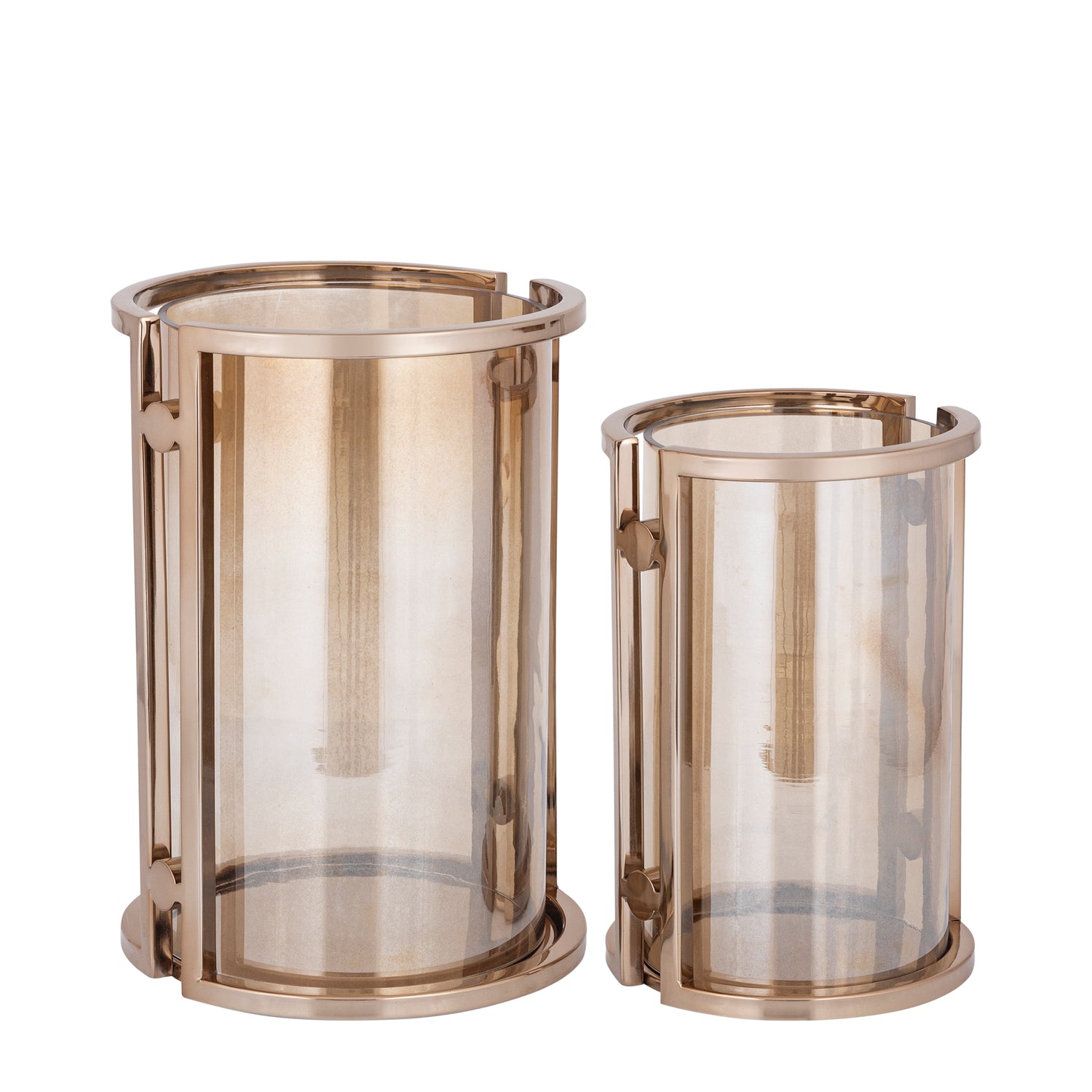 Windlicht Jarie Bruin/Goud Roestvrijstaal Frame Large PTMD