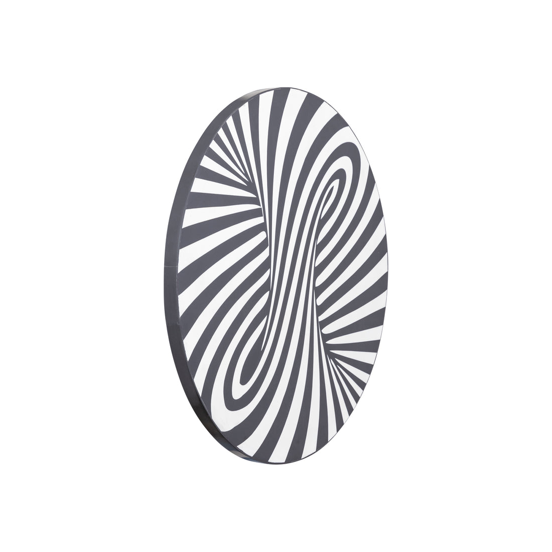 Hallie Black And White Wood Round Wall Panel Swirl 60x60cm PTMD