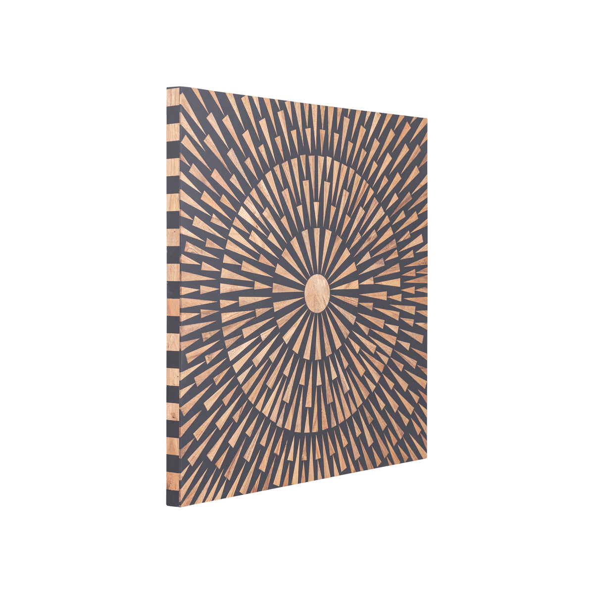 Jordie Brown Wooden Rect Wall Panel Round Pattern 60x60cm PTMD