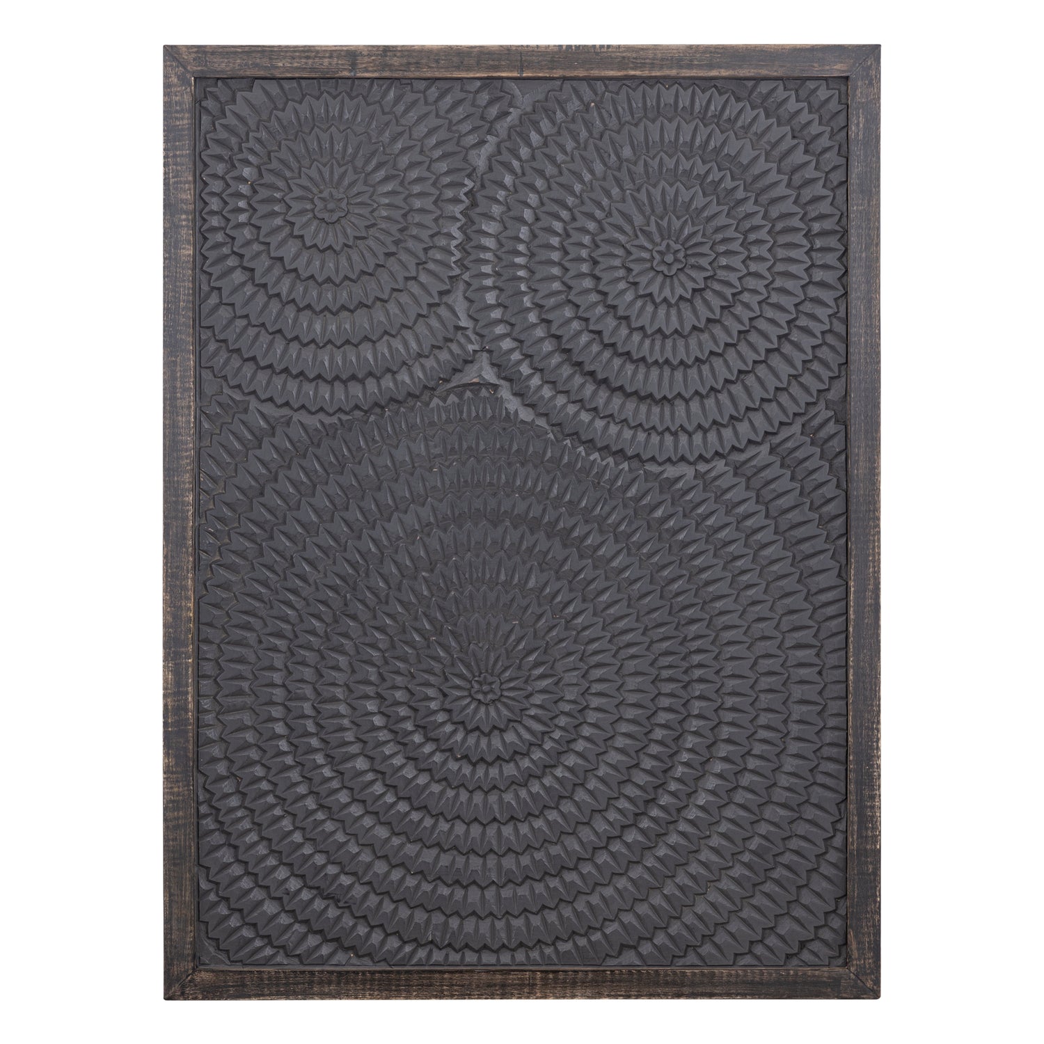 Levya Black Wooden Rect Wall Panel Round Pattern PTMD