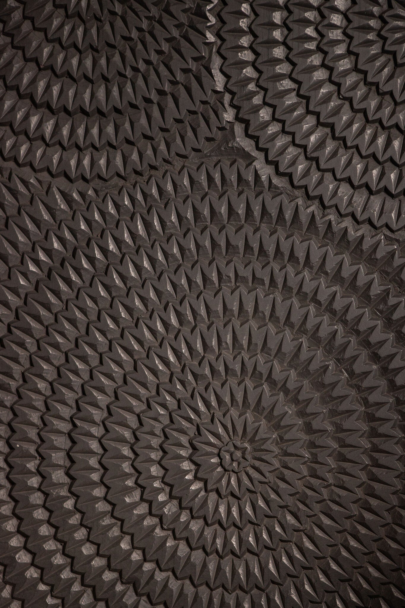 Levya Black Wooden Rect Wall Panel Round Pattern PTMD