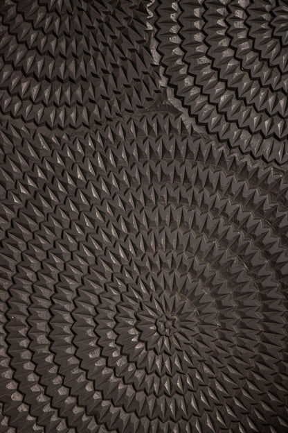 Levya Black Wooden Rect Wall Panel Round Pattern PTMD