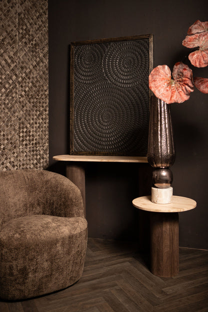 Levya Black Wooden Rect Wall Panel Round Pattern PTMD