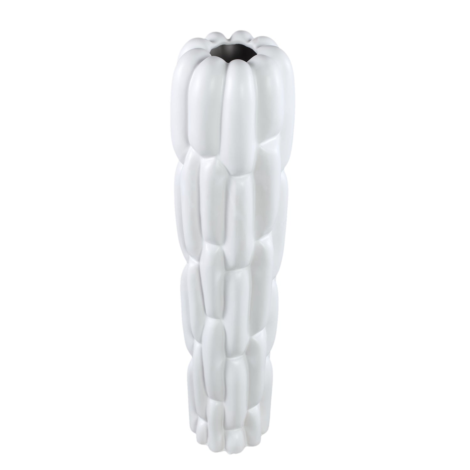 Seanis White Round Ceramic Vase Block Pattern M 14,5x14,5x61cm PTMD