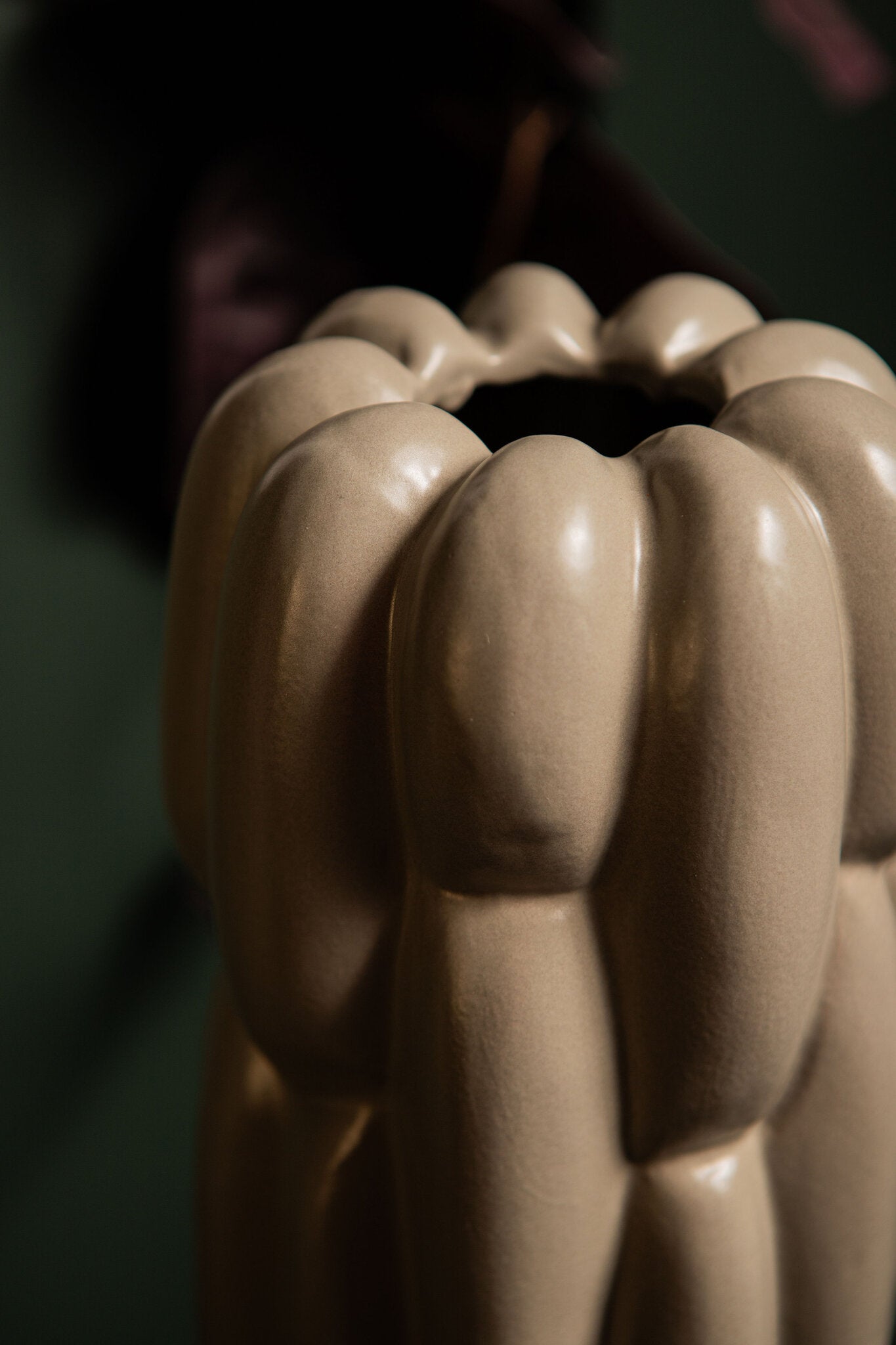 Seanis Grey Round Ceramic Vase Block Pattern M 	14.5x14.5x61cm PTMD