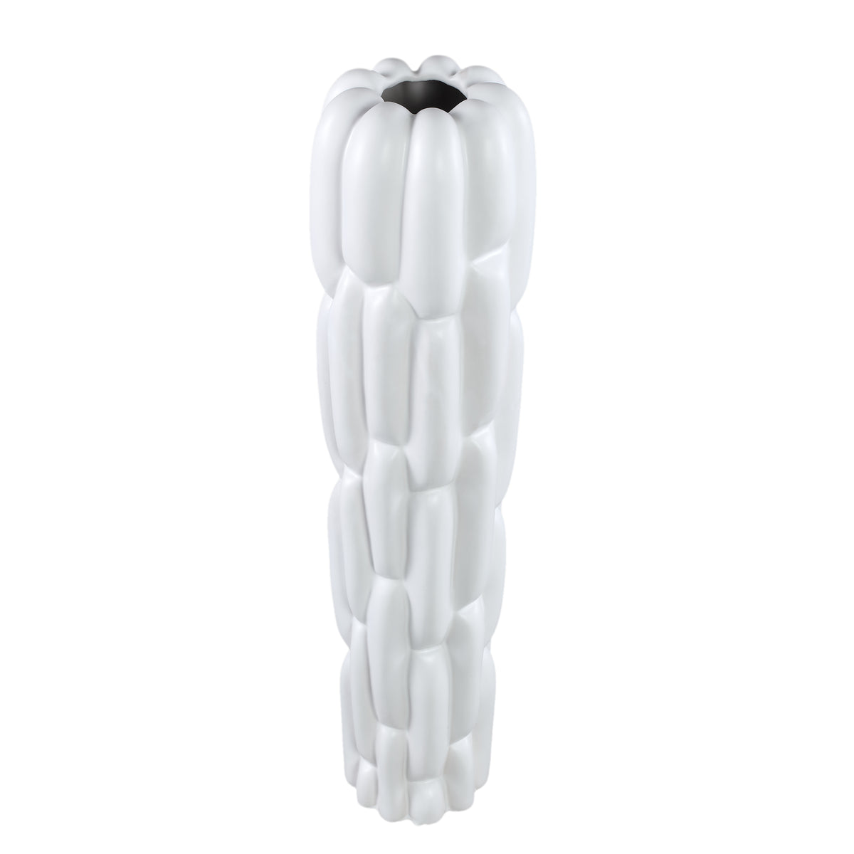 Seanis White Round Ceramic Vase Block Pattern S 14x14x41cm PTMD