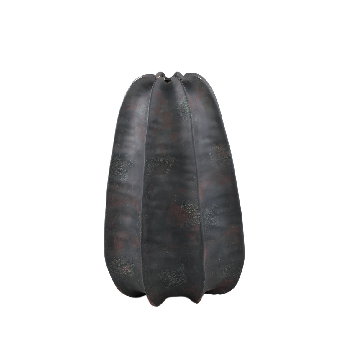 Grayson Black Ceramic Round Ribbed Vase High Dia 28cmxH42cm PTMD