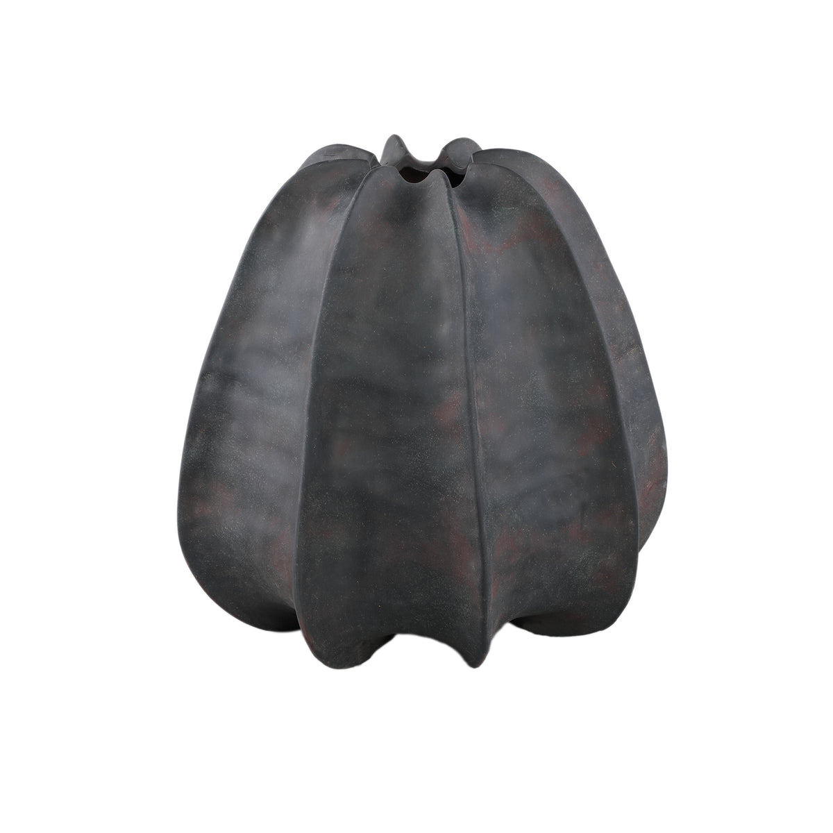 Grayson Black Ceramic Round Ribbed Vase Wide Dia34cmxH34cm PTMD