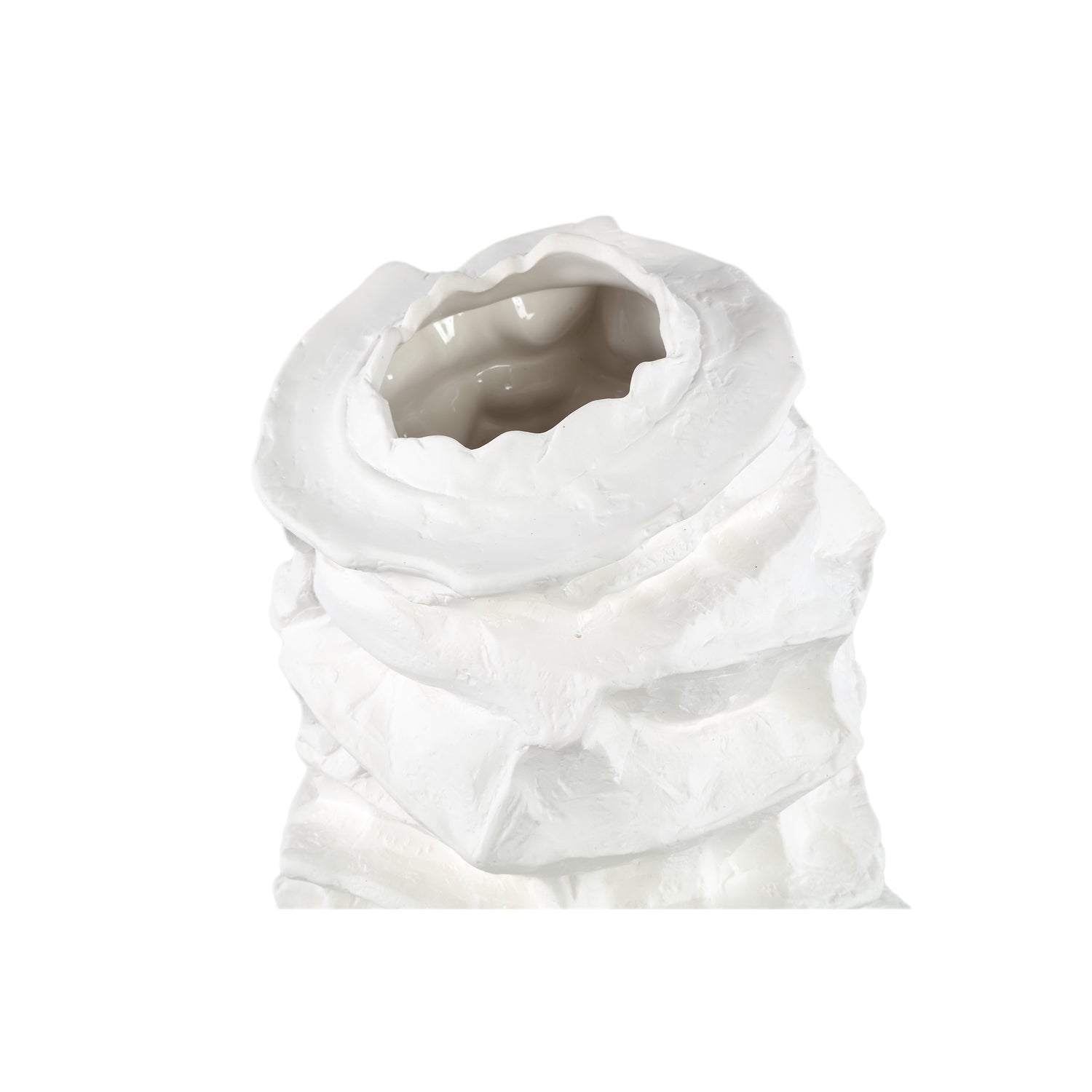 Aharon White Ceramic Irregular Shaped Vase Slim S 20x18x42cm PTMD