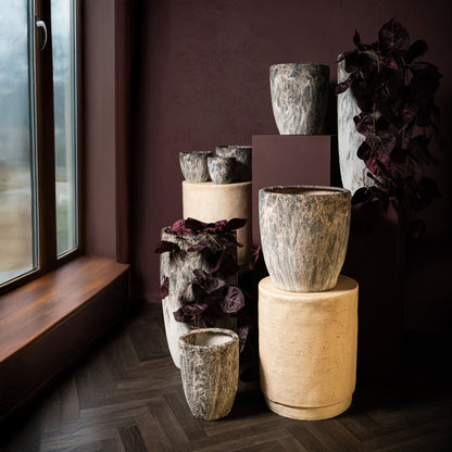 Miah Grey Ceramic Marble Look Pot Set Of 2 High PTMD