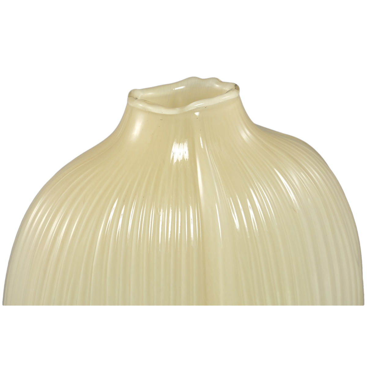 Vaas Jalisia Creme Glas Ovaal Ribbel Hoog PTMD