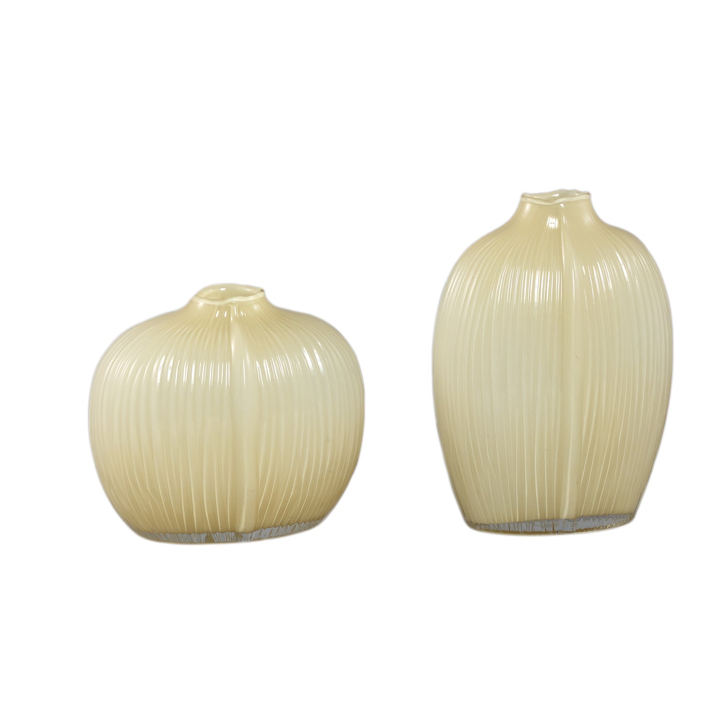 Vaas Jalisia Creme Glas Ovaal Ribbel Hoog PTMD