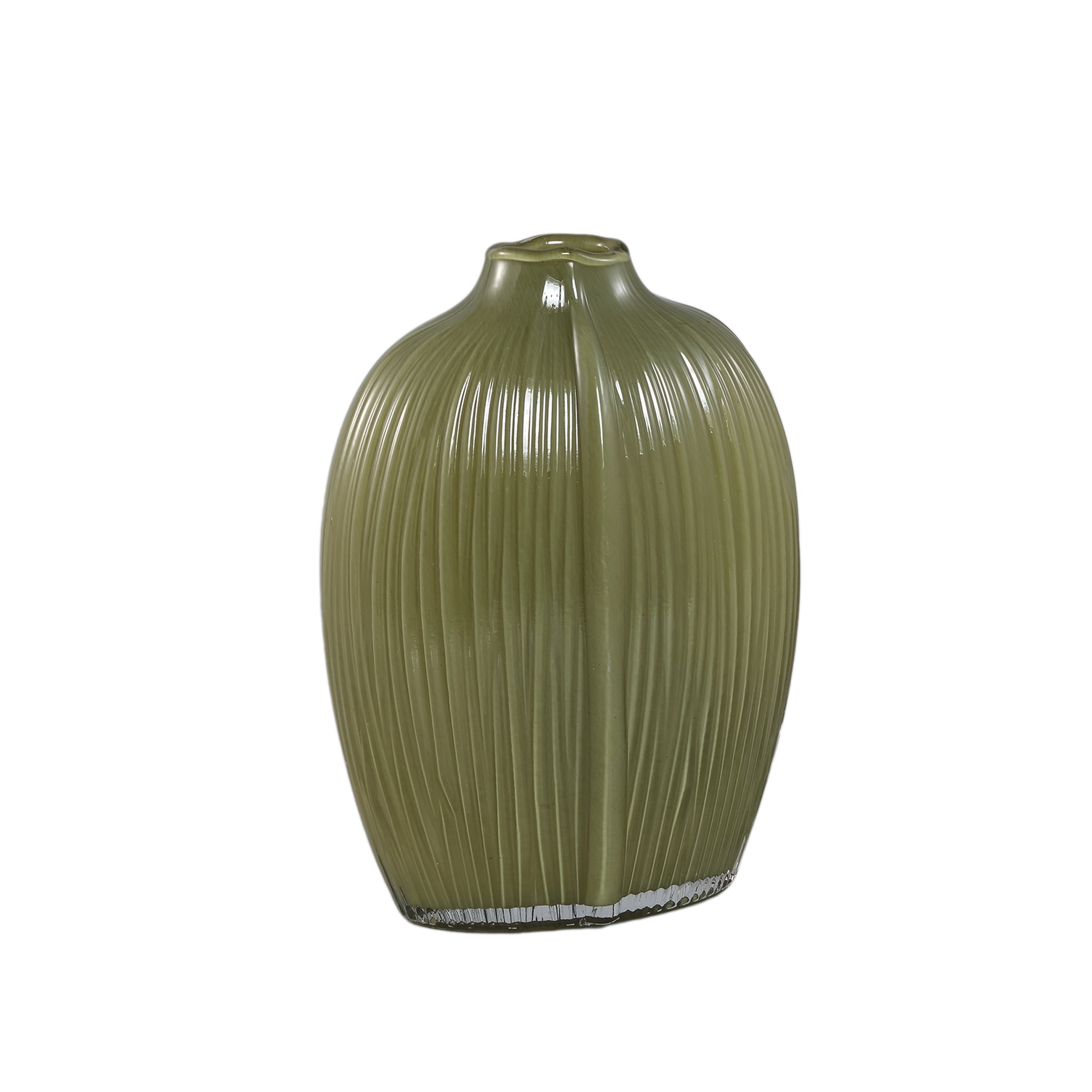 Vaas Jalisia Olijf Glas Ovaal Ribbel Hoog PTMD