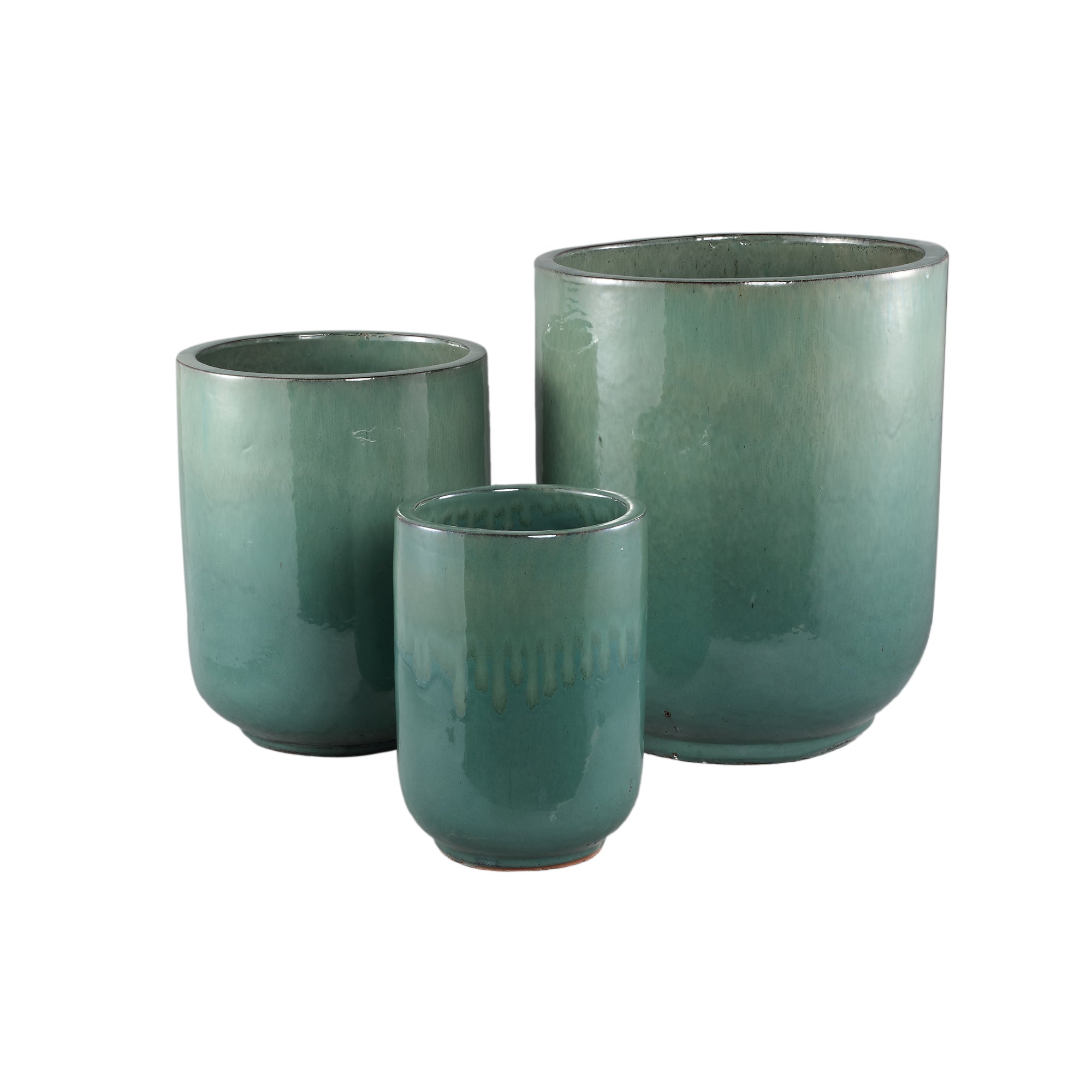 Pot Rozay Teal Keramiek Rond  Hoog Set van 3 PTMD