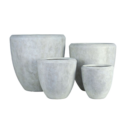 Dashima Cream GRC Bombey Pot Low Round Set Of 4 PTMD