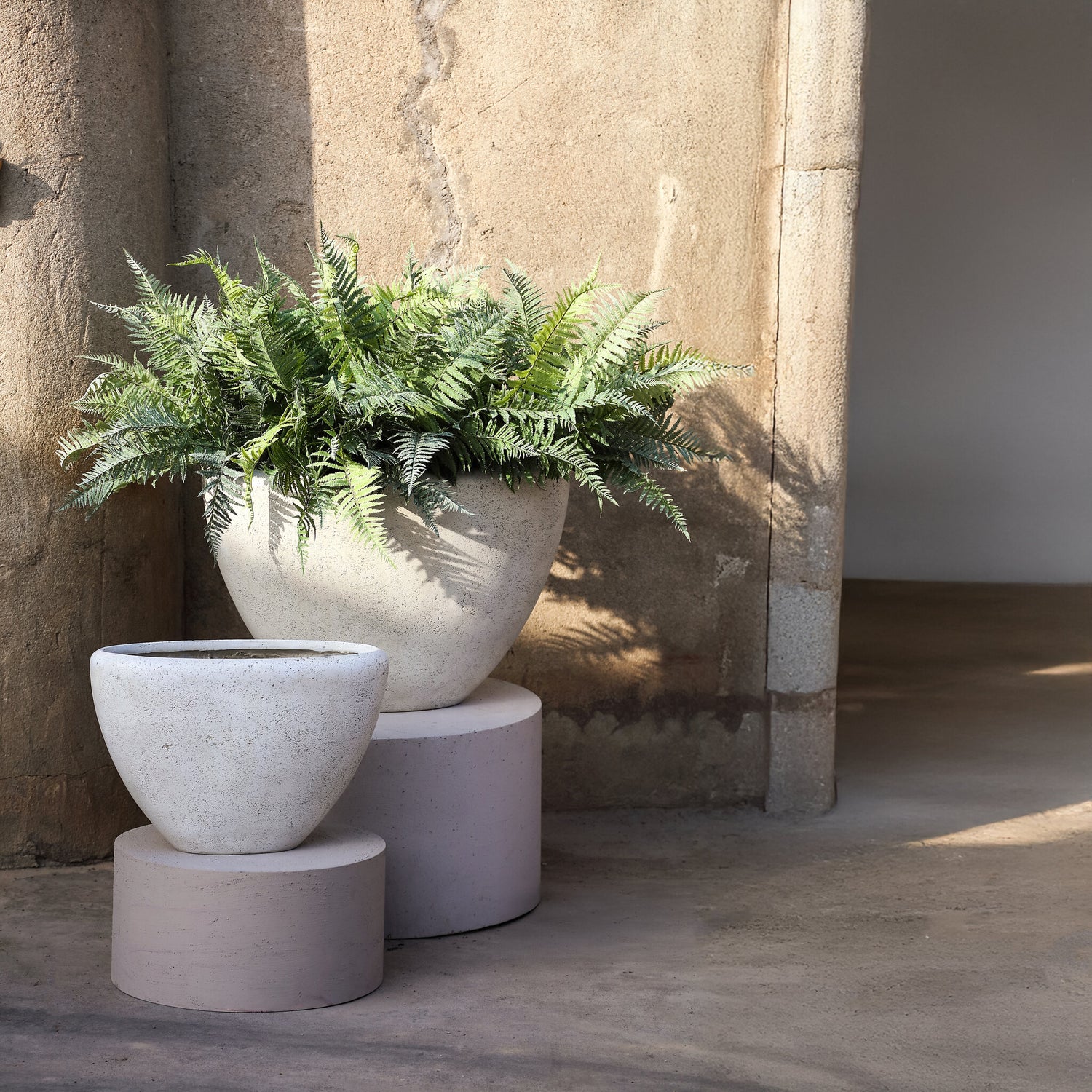 Dashima Cream GRC Pot High Oval Set Of 2 PTMD