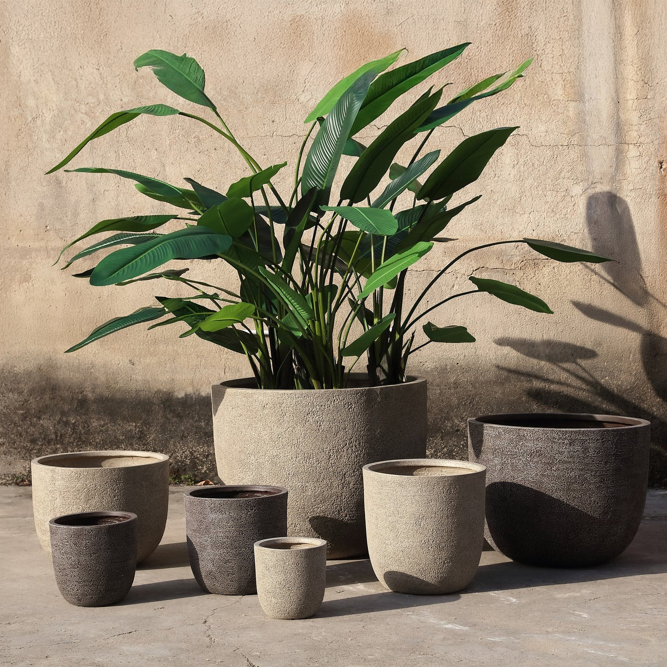 Delsey Beige GRC Structure Pot Set Of 4 PTMD