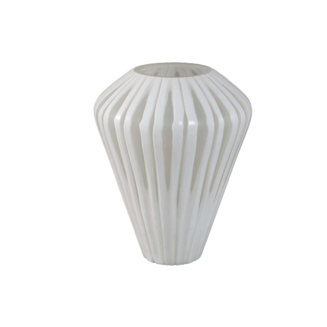 Ireka White Handcut Solid Glass Angular Round M PTMD