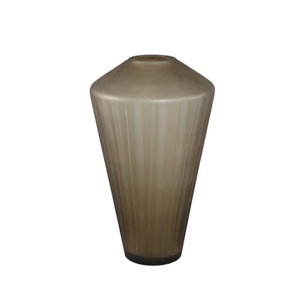 Damiri Brown Glass Handcut Vase Lines L PTMD