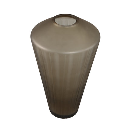 Damiri Brown Glass Handcut Vase Lines L PTMD