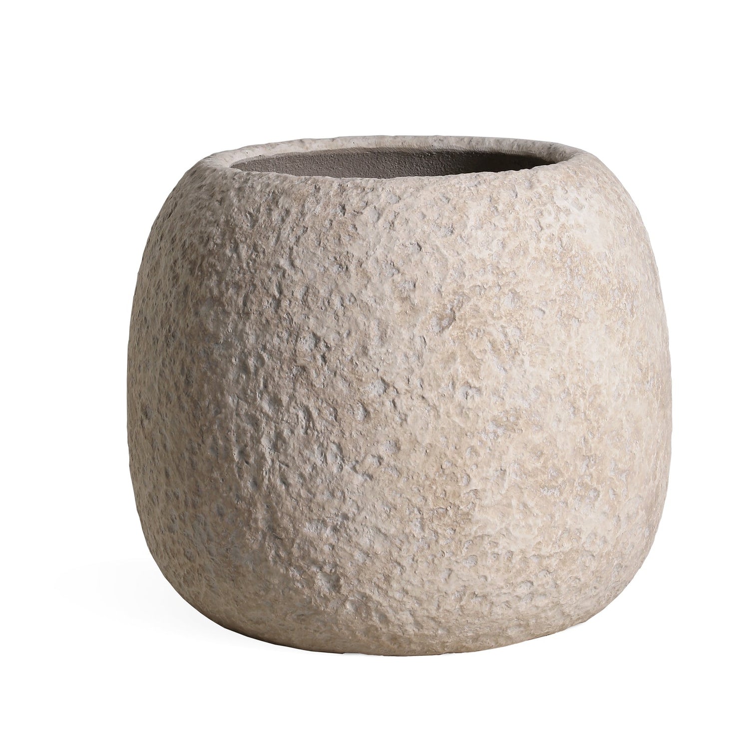 Pot Meleyah Beige Fiber Cement Rock Look Rond Large PTMD