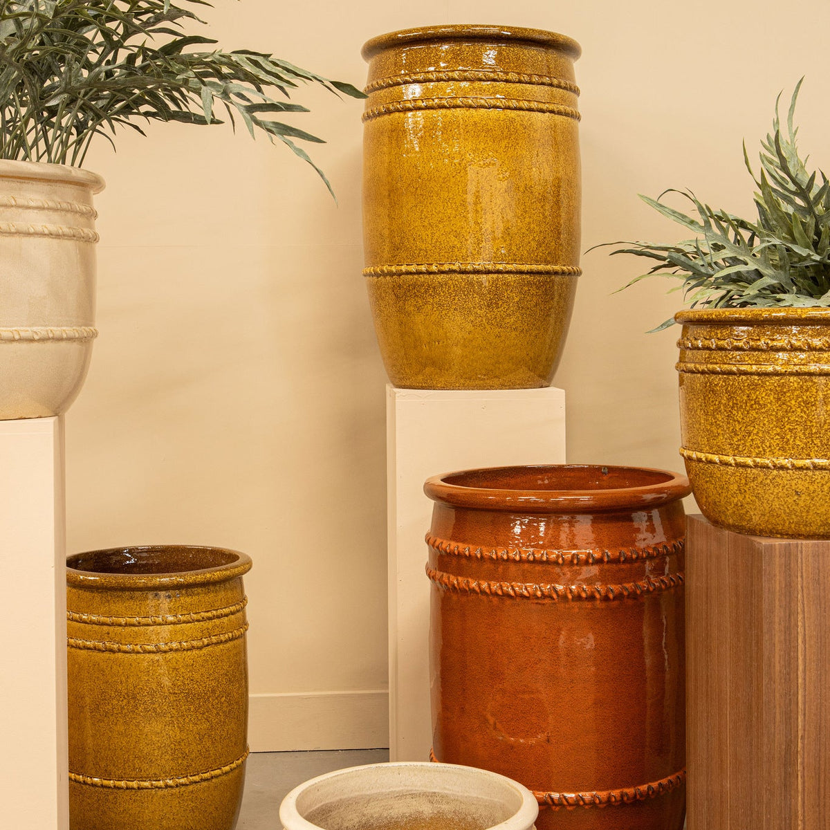 Lilliah Yellow Ceramic Pot High Set Of 2 PTMD