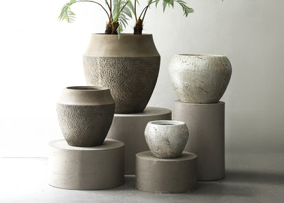 Pearce Taupe Fiber Cement Pot Set Of 2 PTMD