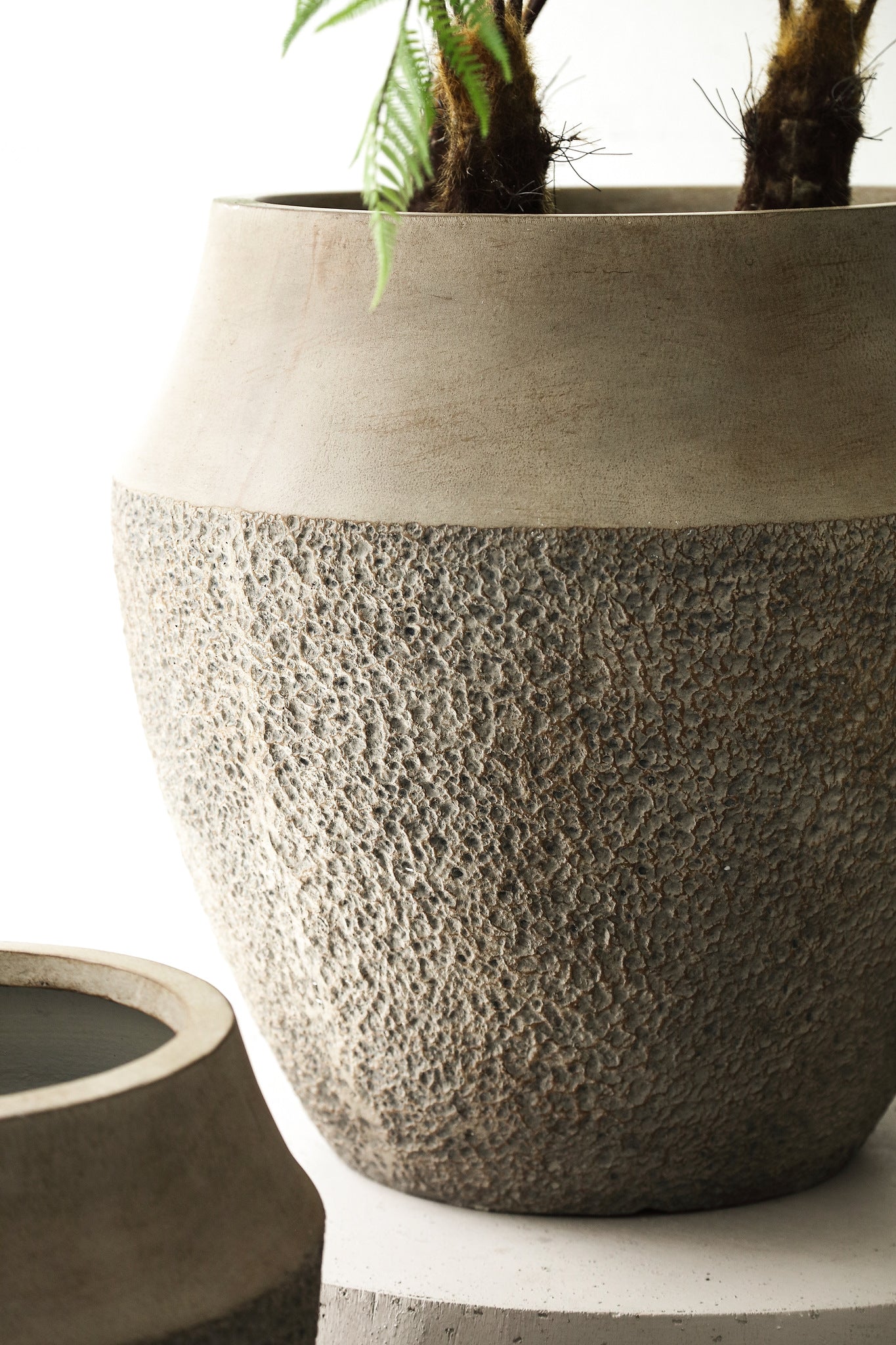 Pearce Taupe Fiber Cement Pot Set Of 2 PTMD