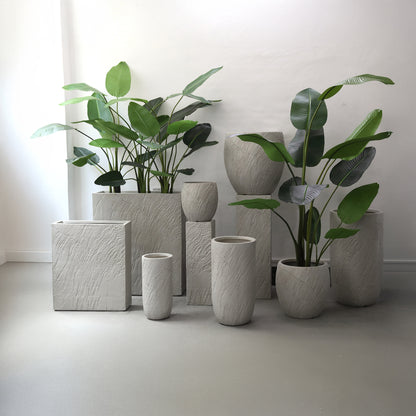 Pot Berwin Beige Fiber Cement Rock Pot Set van 2 Rechthoek PTMD