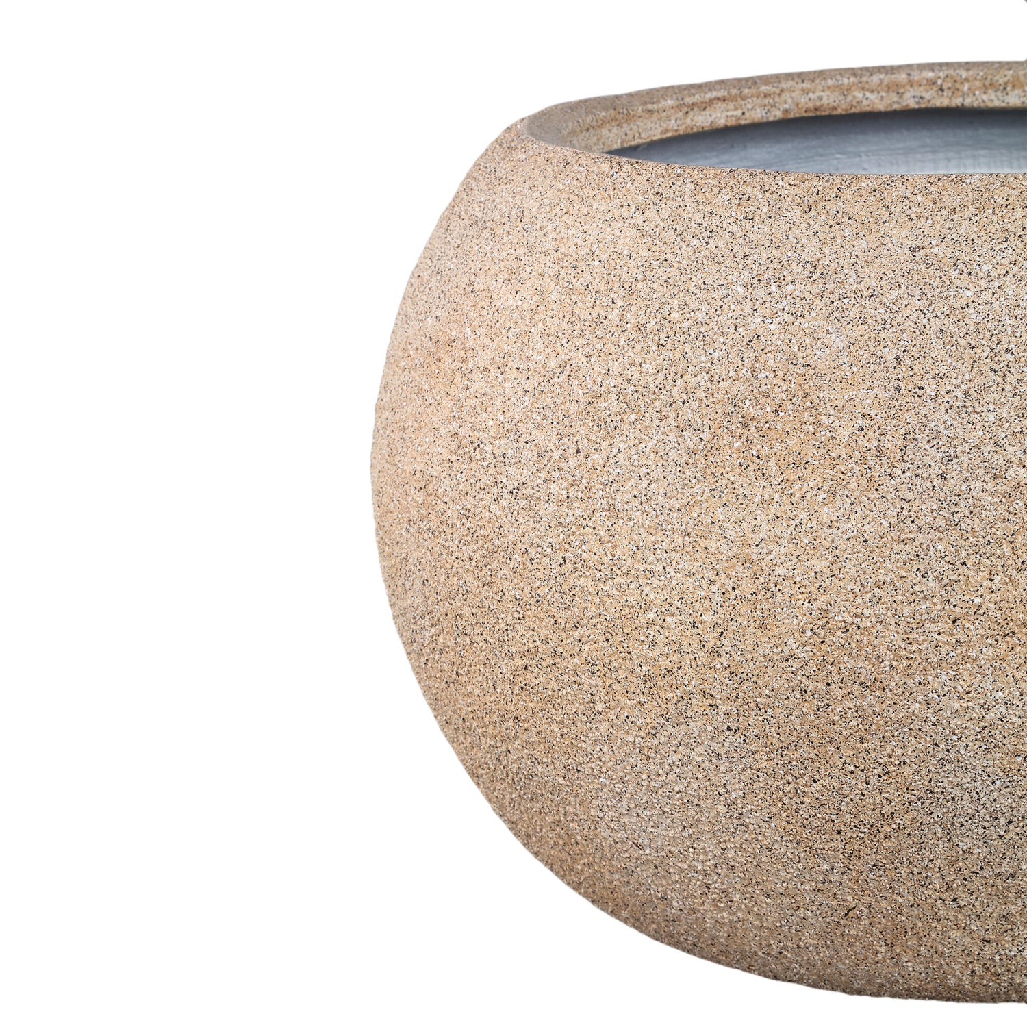 Bloempot Nihara Beige Fiber Cement Bolvormig Set van 2 PTMD